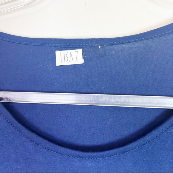 LISA Z BLUE 3/4 SLEEVE SCOOP NECK TUNIC SHIRT WOMENS XS - Picture 2 of 4